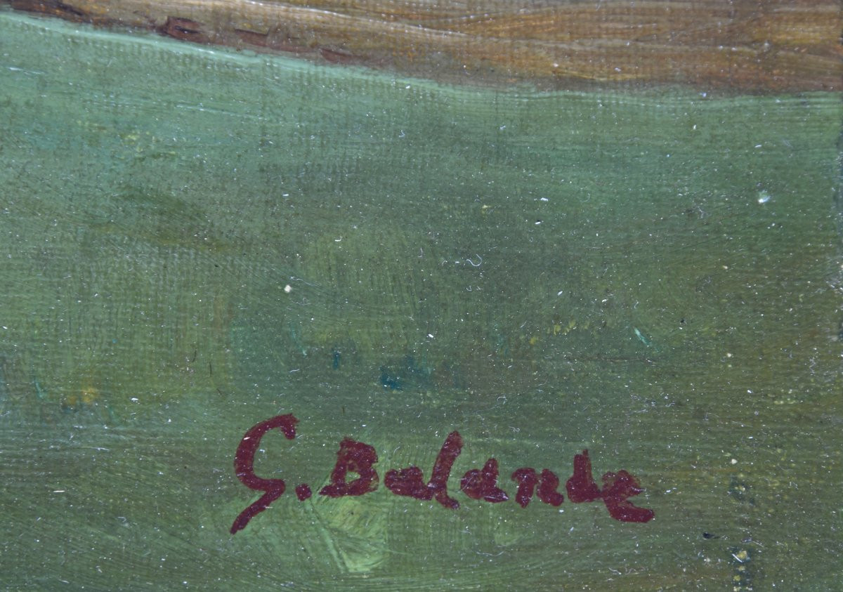 Gaston BALANDE  "Château en bord de mer"  huile sur toile 38x55-photo-2